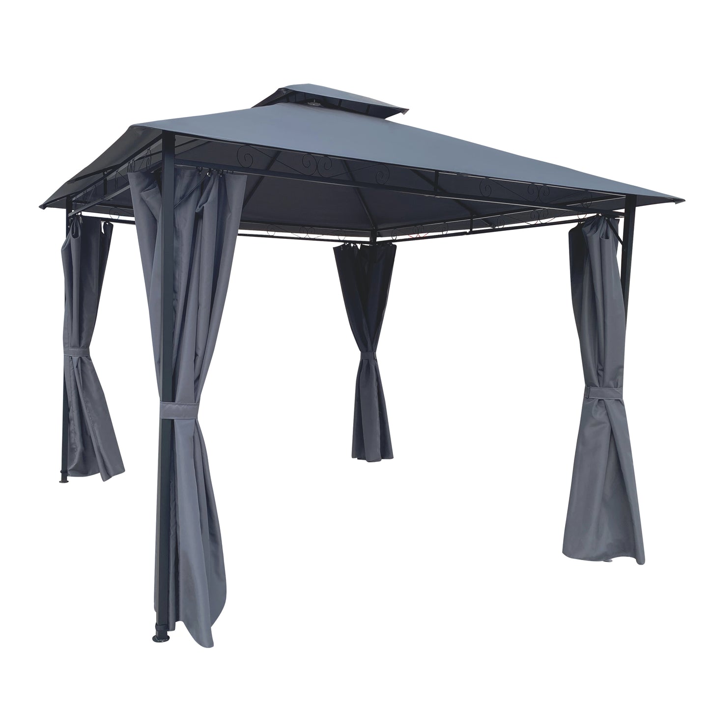 10x10Ft Gray Canopy Outdoor Patio Garden Gazebo Tent With Curtains